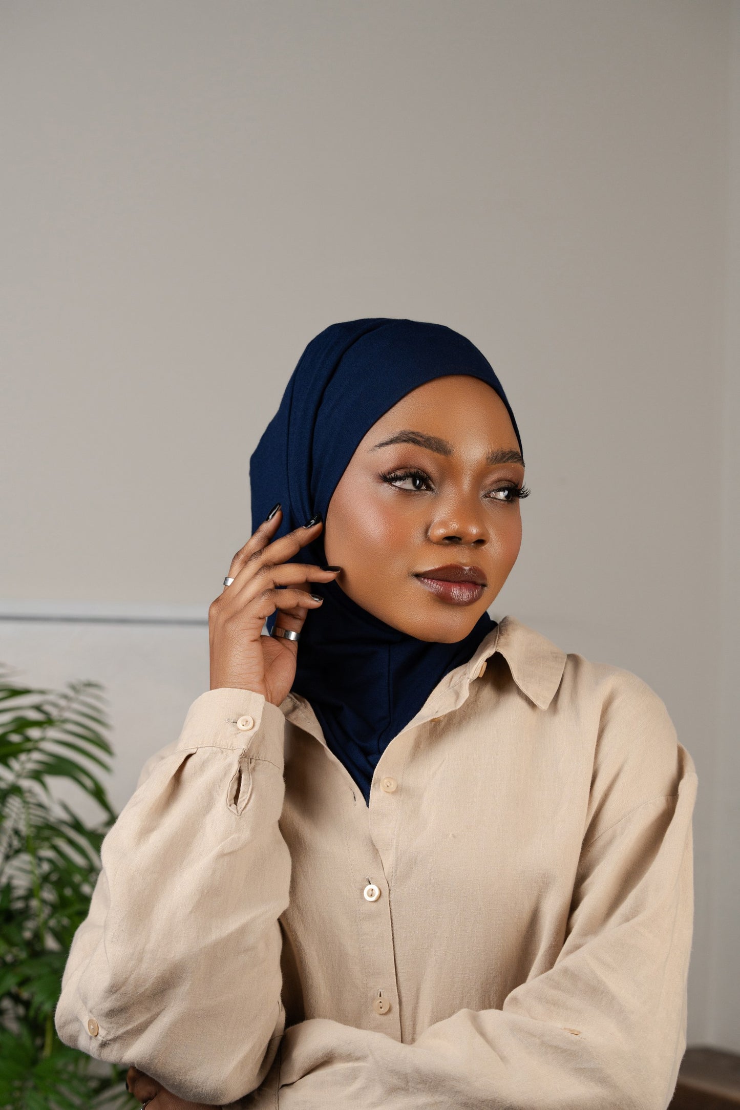 3in1 practical hijab - navy blue