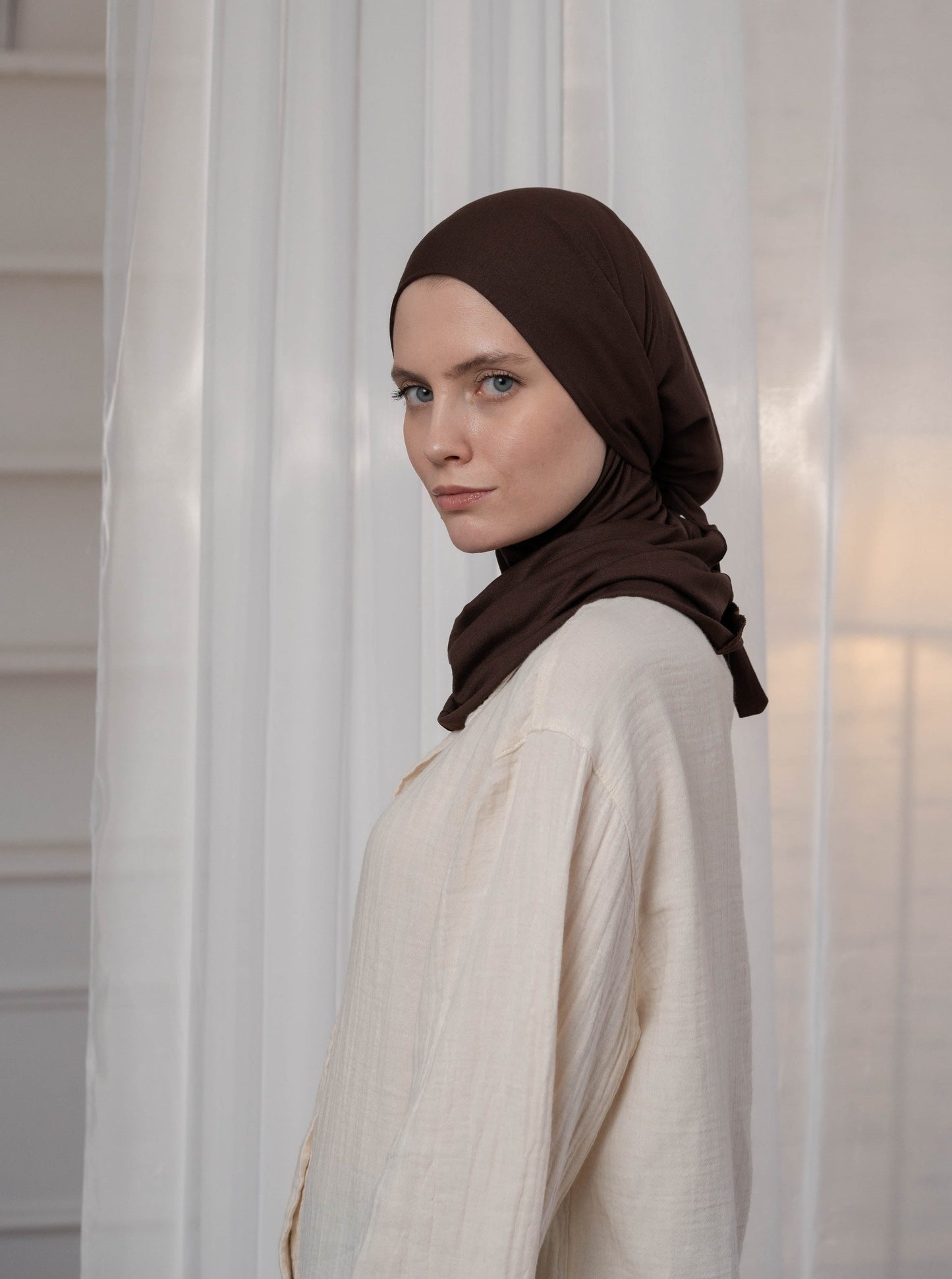 3in1 practical hijab - darkbrown