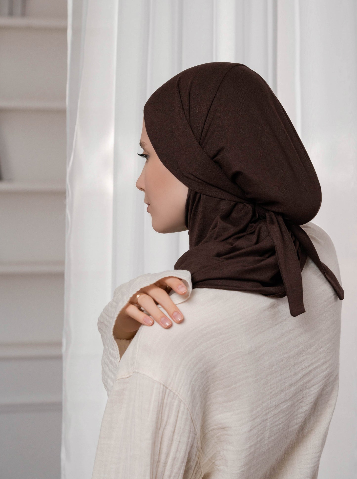 3in1 practical hijab - darkbrown