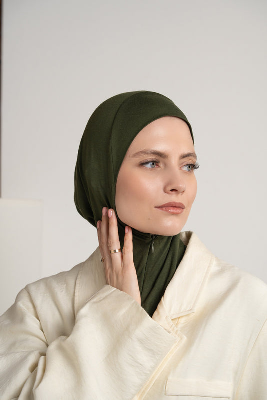 Zip hijab - army green