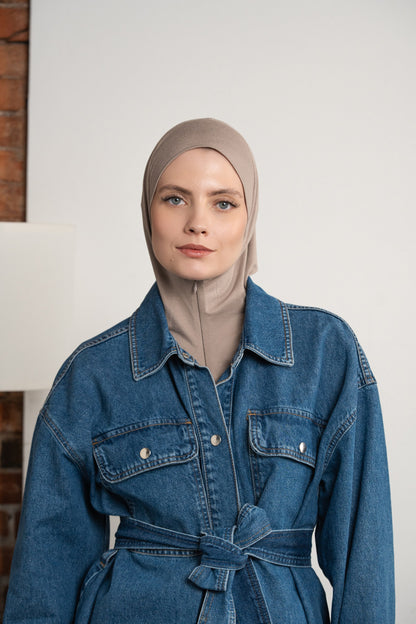 Zip hijab - taupe