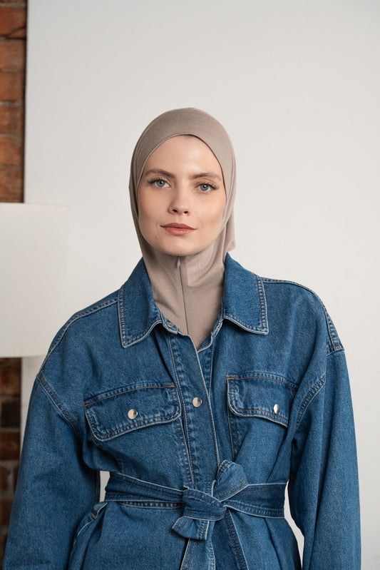 Zip hijab - taupe