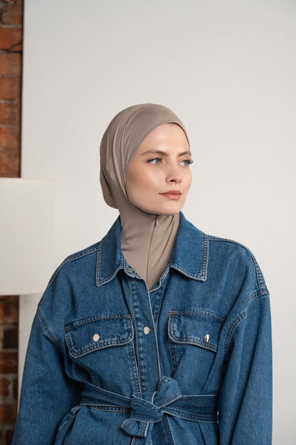 Zip hijab - taupe