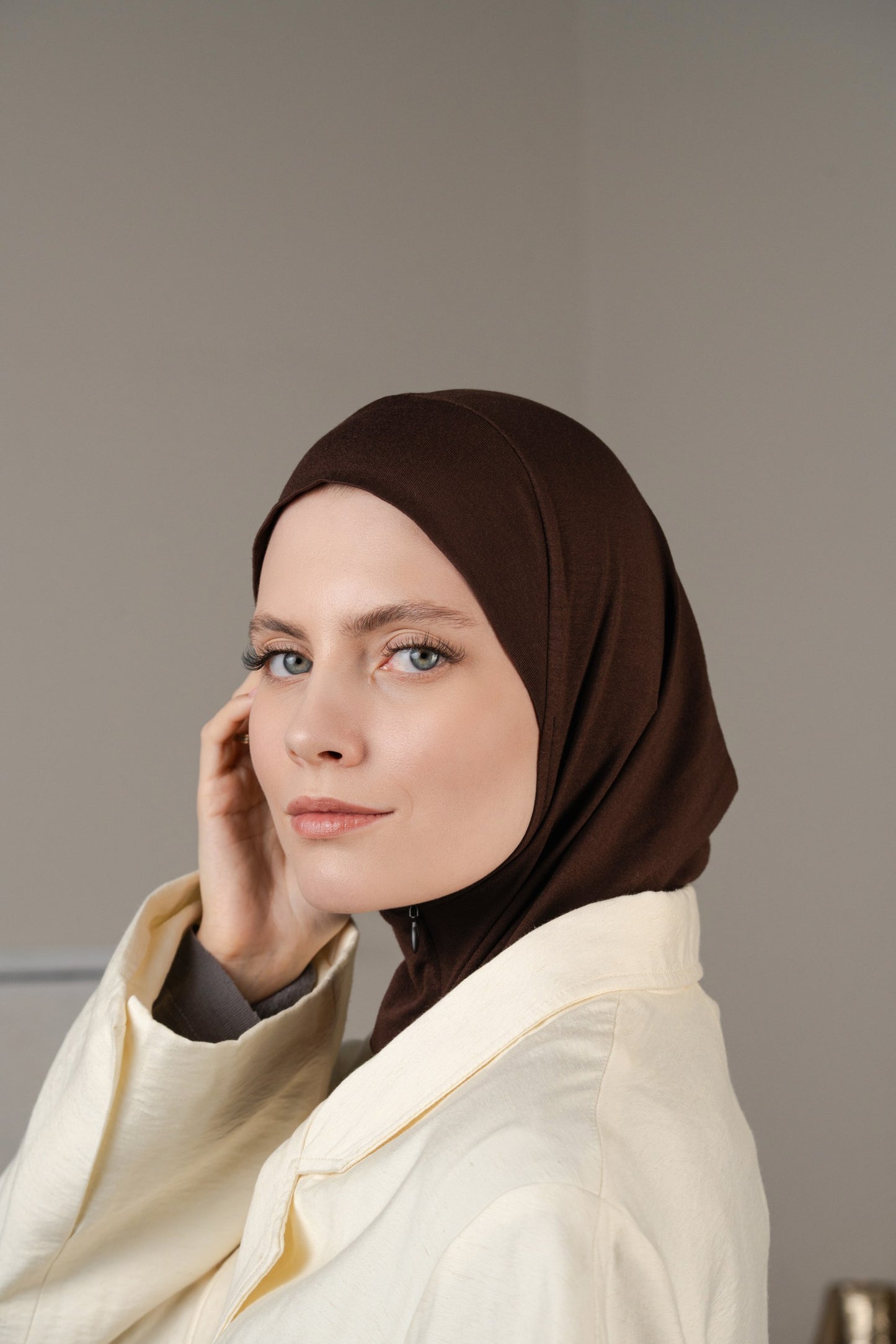 Zip hijab - darkbrown