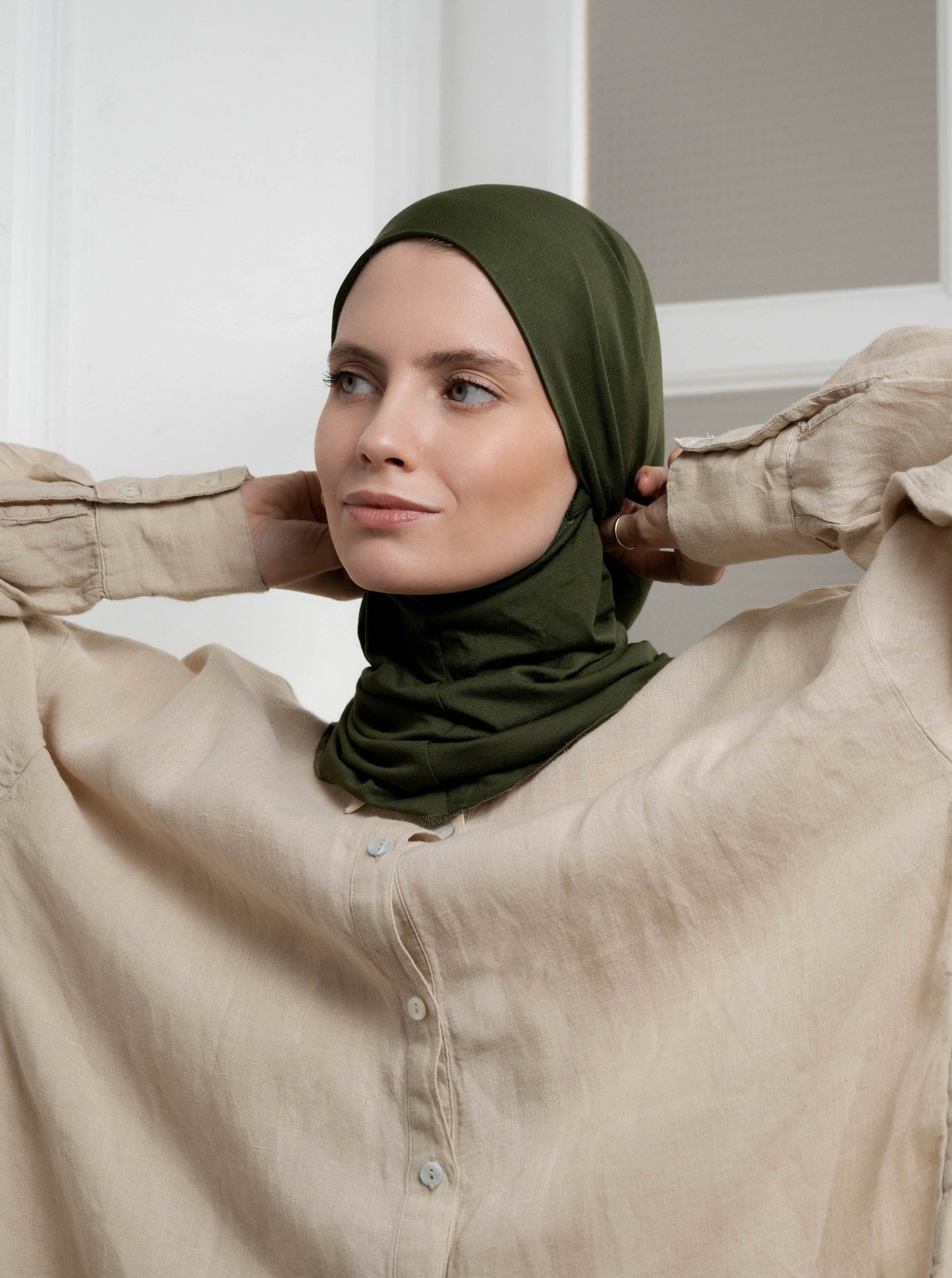 3in1 practical hijab - army green