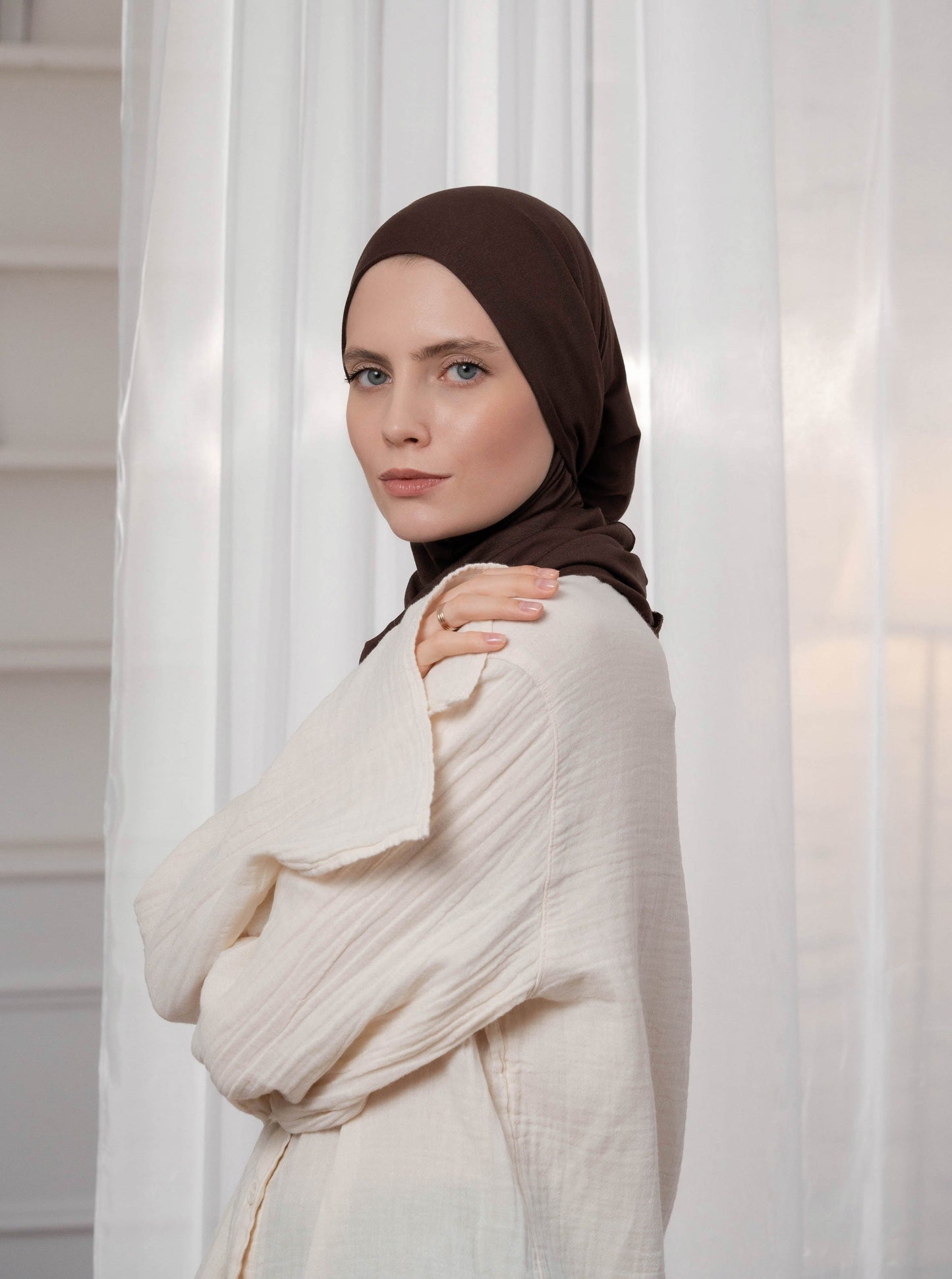 3in1 practical hijab - darkbrown