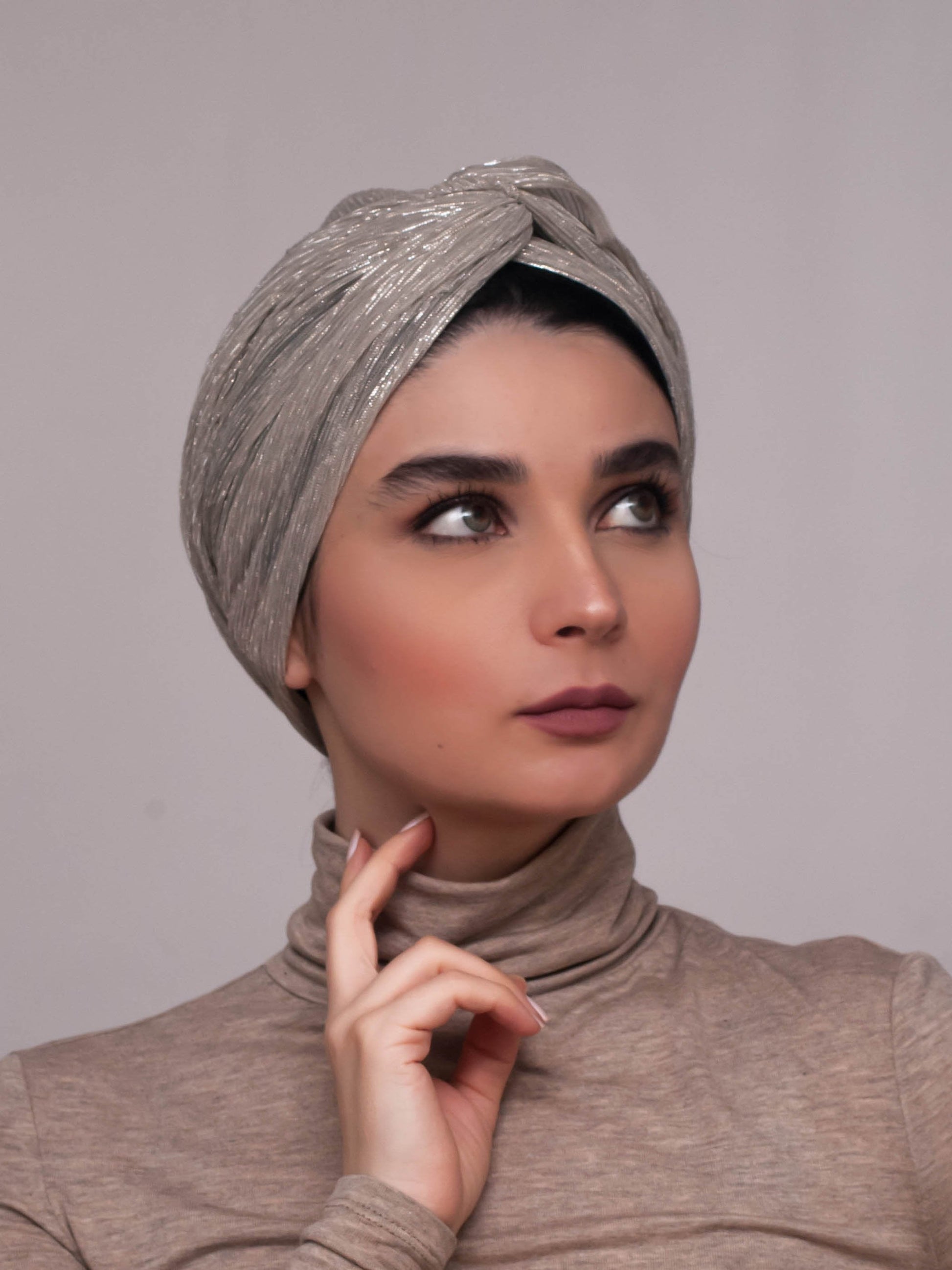 Shimmering practical turban - silver - CHEVMON